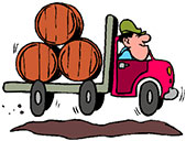 truck carrying barrels