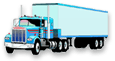 light blue semi truck with 18 wheels
