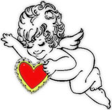 cupid with red heart