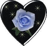 heart with blue rose and stars